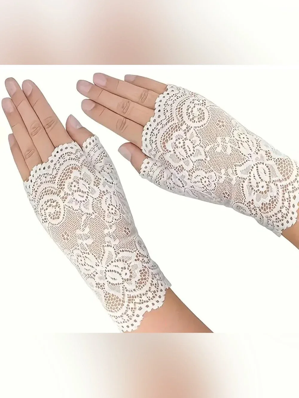 White Lace Fingerless Gloves - Women Accessories